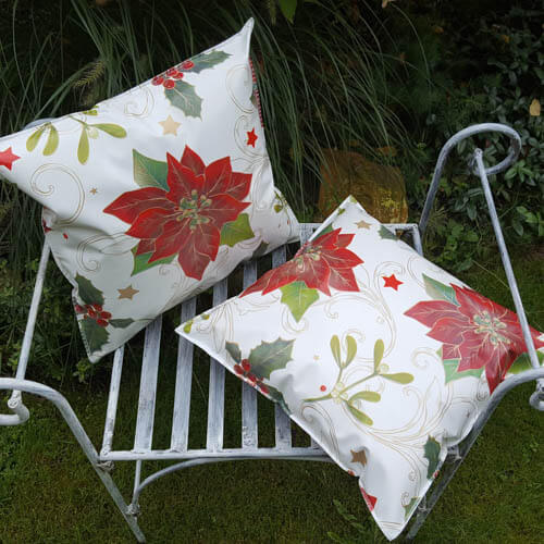 Outdoor Kissen mit Weihnachtsstern Kissen mit Weihnachtsstern aus Wachstuch