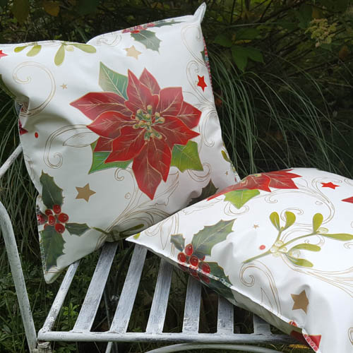 Outdoor Kissen mit Weihnachtsstern Kissen mit Weihnachtsstern aus Wachstuch