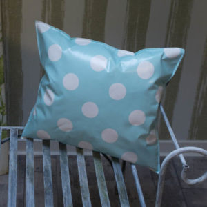 Outdoor Kissen in Mint mit großen weißen Punkten