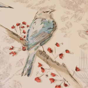 Wachstuch Kissen Vögel im Frühling