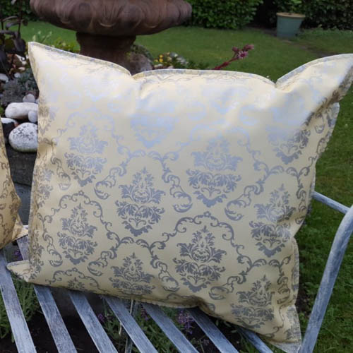 Wachstuchkissen_Barock_Vanille Wachstuchkissen / Outdoor Kissen Barock Vanille
