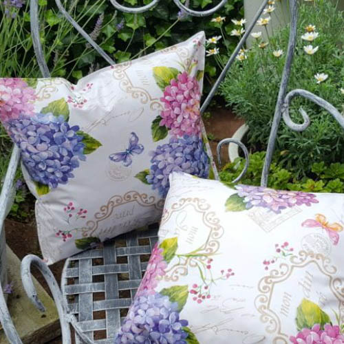 Wachstuchkissen_Hortensie Wachstuchkissen / Outdoor Kissen Hortensie