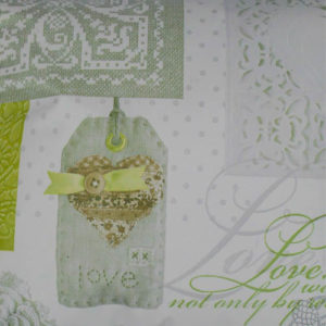 Outdoor- / Wachstuch Kissen Herzen grün