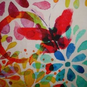 Kissenhülle Blumen bunt Stoff Schmetterling