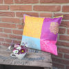 Buntes Wachstuch Kissen Boho Chic / Vintage Stil Außendekoration
