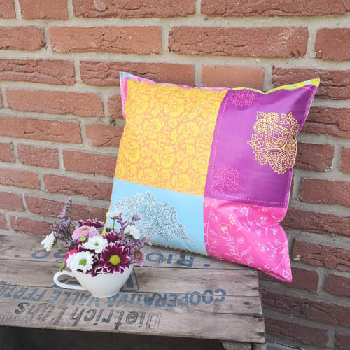 Buntes Wachstuch Kissen Boho Chic / Vintage Stil Buntes Wachstuch Kissen Boho Chic / Vintage Stil Außendekoration