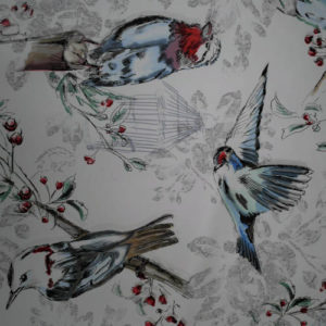 Wachstuch Kissen Vögel im Frühling Stoff