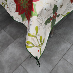 Wachstuchdecke Weihnachtsstern eckig mit Schleife