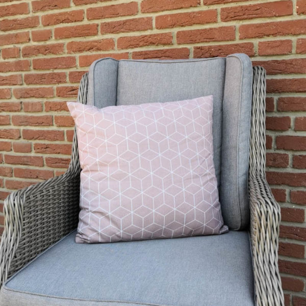 Kissenhülle altrosa mit geometrischen Formen 50x50