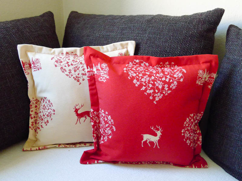 Weihnachtskissen Elch Herz rot creme (17 von 17) Kissenhülle Hirsch mit Herzen rot auf creme Version