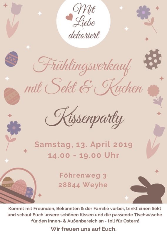 Frühlingsverkauf / Kissenparty Weyhe Flyer