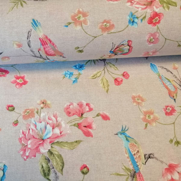 Meterware 50cm breit - Vogel bunt