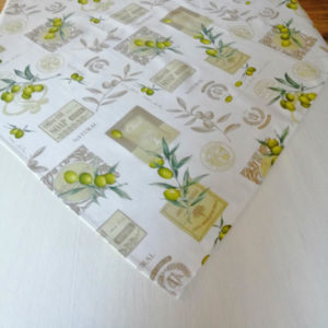 Mitteldecke grün mit schönem Oliven Motiv - mediterran