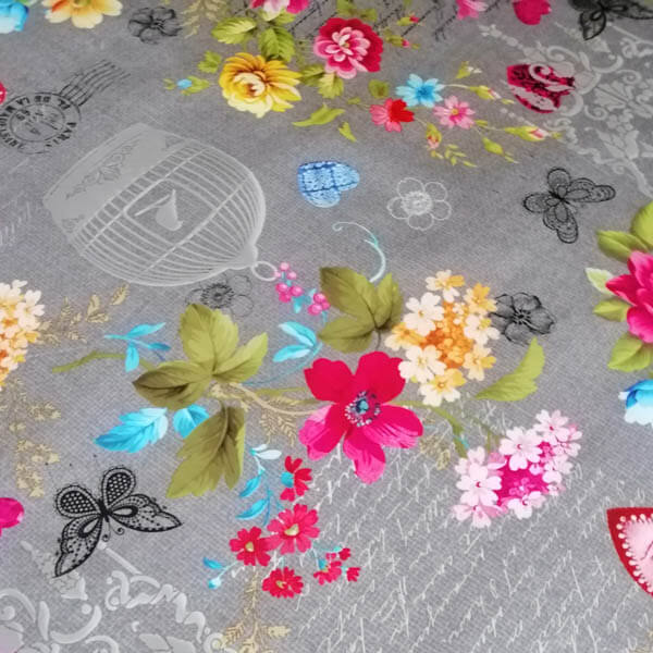 Grau mit pinken Blumen Motiv Grau mit pinken Blumen Motiv