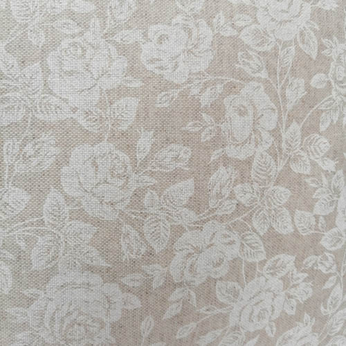 Motiv Beschichtete Baumwolle Beige mit weißen Rosen Motiv Beschichtete Baumwolle Beige mit weißen Rosen
