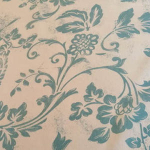 Meterware Blau mit Ornamenten auf weiß aus Baumwolle