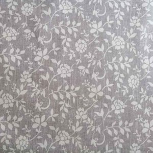 Meterware grau mit weißen Blumenranken