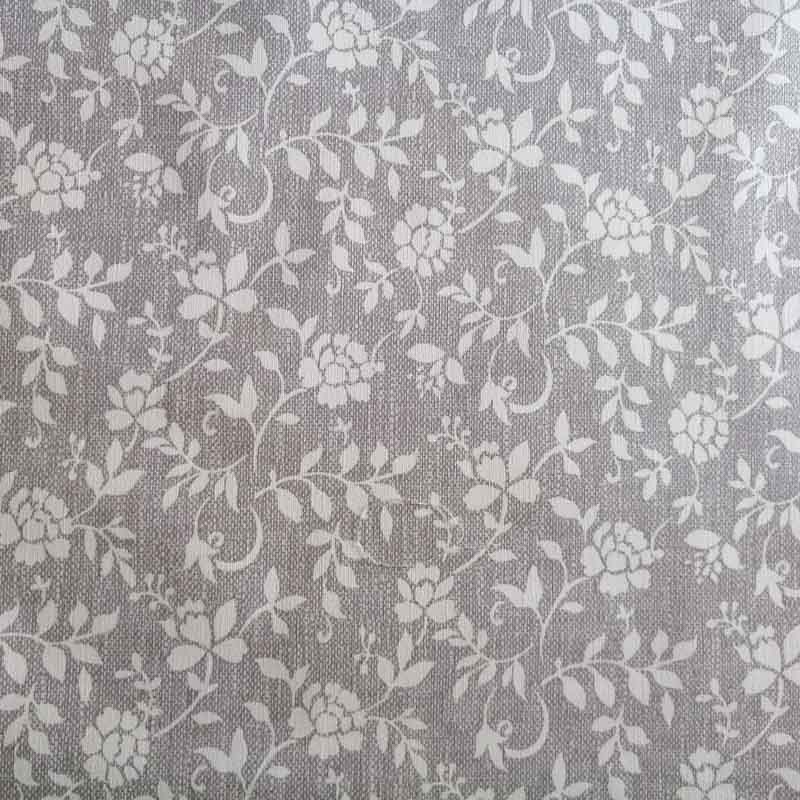 Meterware grau mit weißen Blumenranken Meterware grau mit weißen Blumenranken