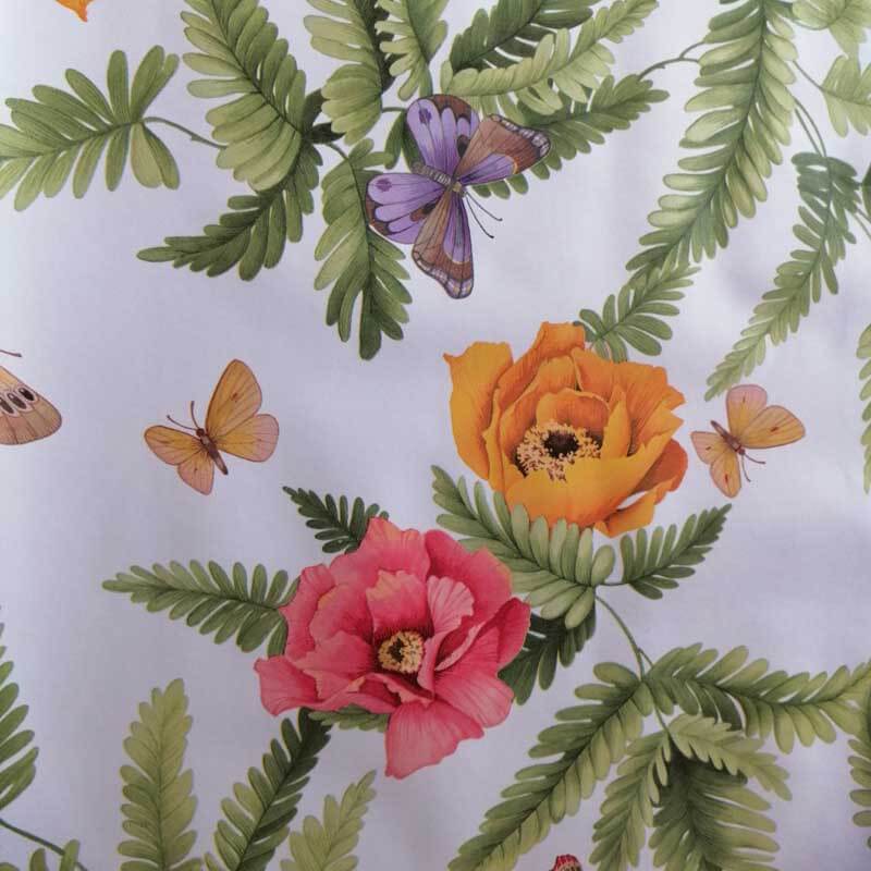 Wachstuch Tischdecke Schmetterlinge & Vögel - Blumen und Schmetterling Wachstuch Tischdecke Schmetterlinge & Vögel - Blumen und Schmetterling