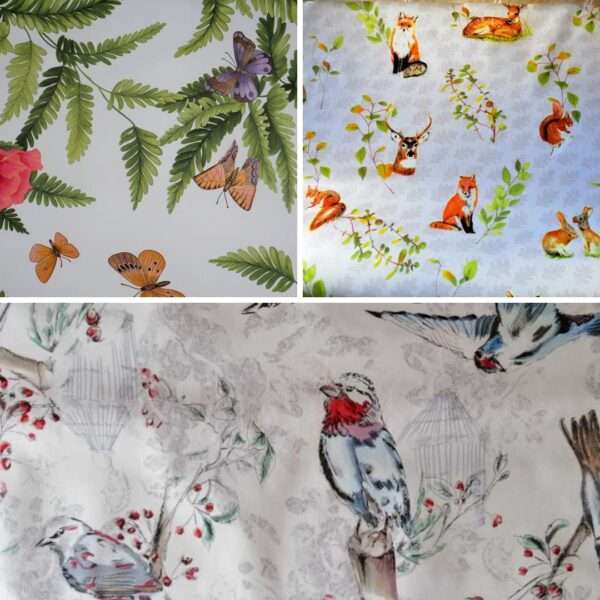 Wachstuch Tischdecke Schmetterlinge, Vögel, Tiere