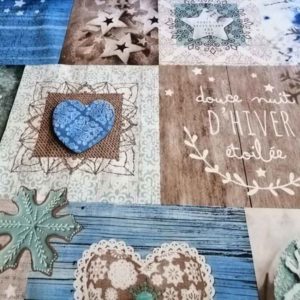 Meterware Herzen & Sterne blau (Wachstuch)