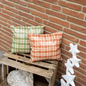 Garten Kissen Xmas rot und grün kariert mit Herzen