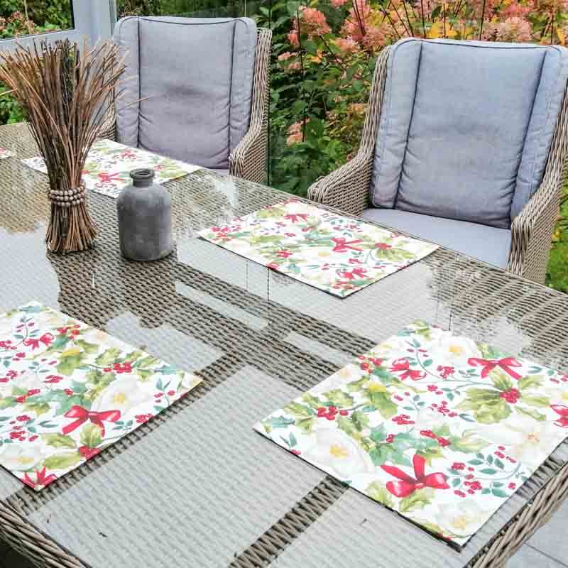 Christrose beschichtete Baumwolle Tischsets Christrose beschichtete Baumwolle Tischsets