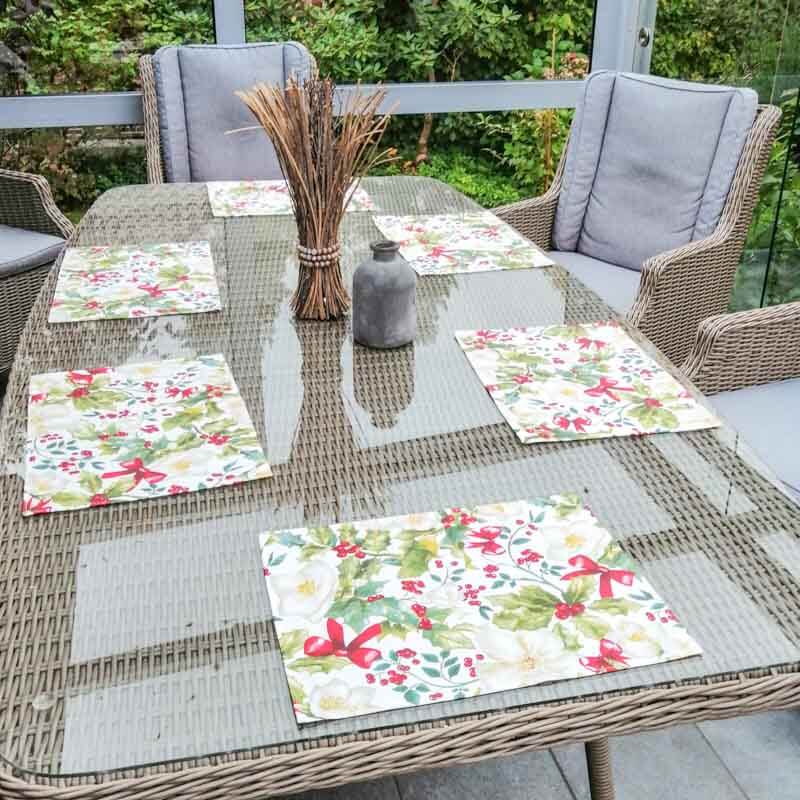 Christrose beschichtete Baumwolle Platzsets Christrose beschichtete Baumwolle Platzsets