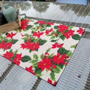 Weihnachtsstern beschichtete Baumwolle Tischläufer für draußen