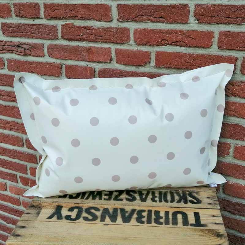 Helles Wachstuchkissen mit beigen Punkten Langes Wachstuch Kissen Hell mit beigen Punkten