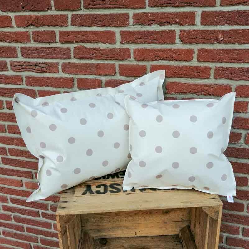 Helles Wachstuchkissen mit beigen Punkten Wachstuch Kissen Hell mit beigen Punkten 2 Größen