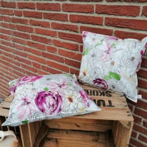 Blumen Aquarell Kissen aus Wachstuch 40x40cm