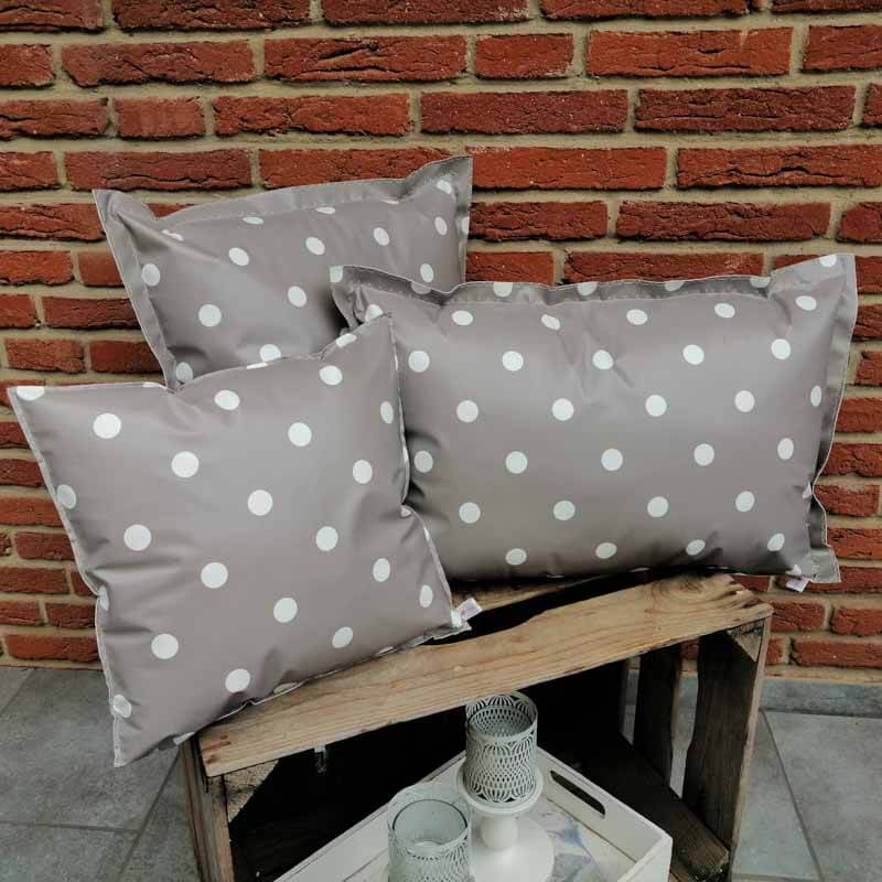 Wachstuch Kissen Punkte grau