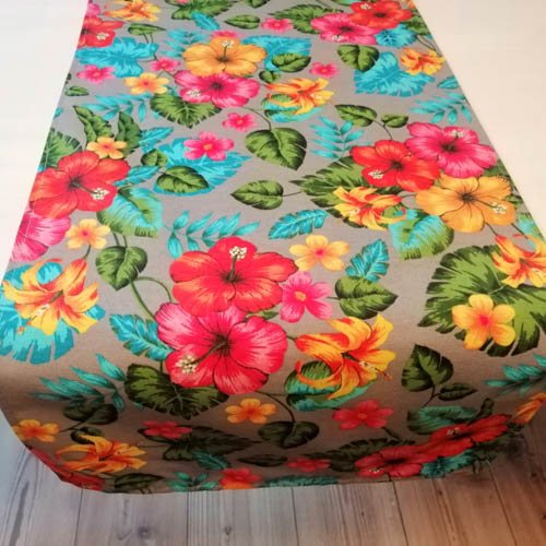Tischläufer Hawaii Blumen aus Baumwollmischung