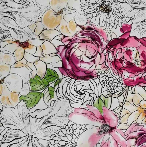 Wachstuch Meterware mit Blumen - Blume Aquarell