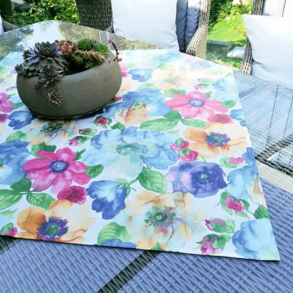 Tischdecke Bunte Blumen beschichtete Baumwolle
