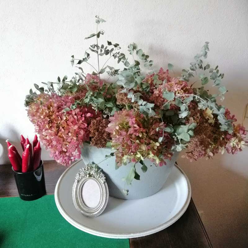Deko mit Hortensien Vase