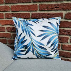 Kissen Palmen blau aus Wachstuch 35x38cm